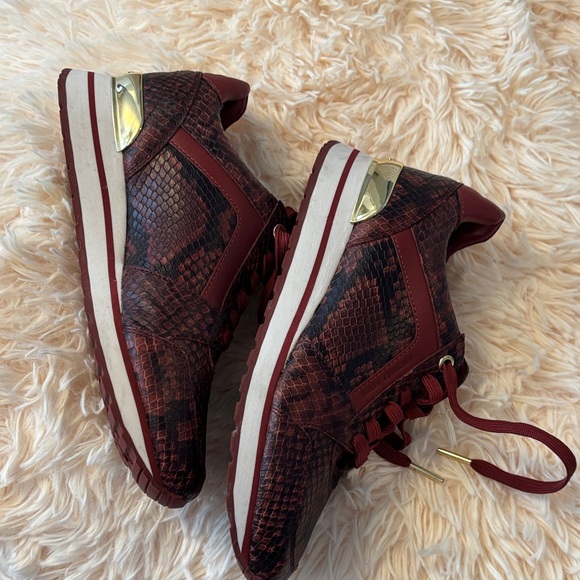 Michael Kors Burgundy and Gold Women's Sneakers - Picture 3 of 6